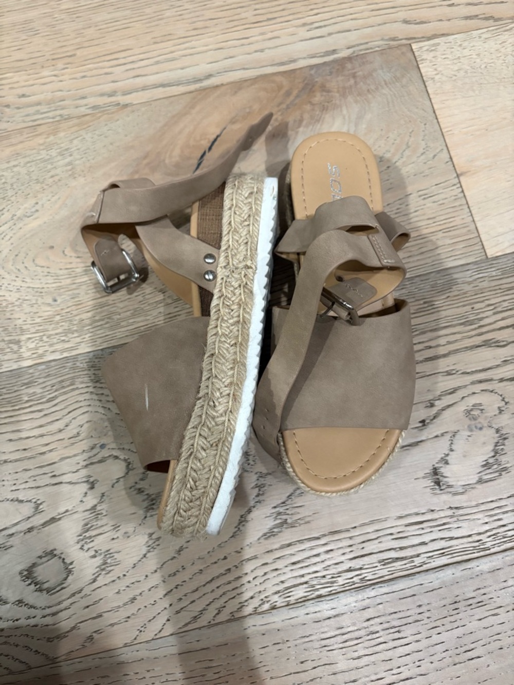 Soda Taupe Espadrille Platform Sandals with Ankle Strap